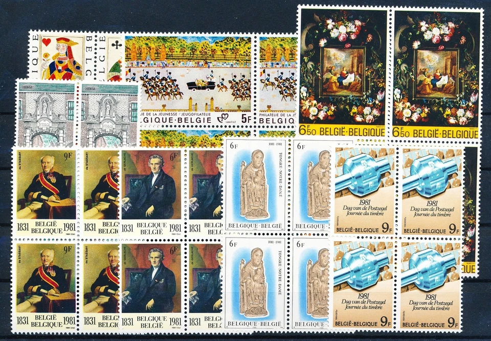 LS63192 Belgium stamp day paintings blocks of 4 MNH - Image 1 of 1