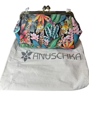 Bolso Bandolera Anuschka Jungle Cuero Pintado a Mano Bloqueo de Beso Foto 1 de 4