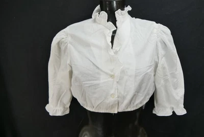 Gr.42 Dirndlbluse weiß Bluse für Dirndl Baumwollmischung mit Spitze B11383 - Bild 1 von 4