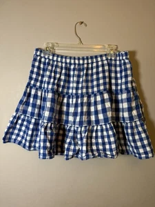 There abouts minigonna a strati blu a quadri gingham con volant a strati XL - Foto 1 di 4