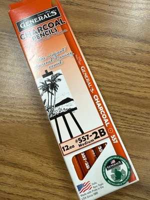 LÁPICES DE CARBÓN GENERALES Una Docena En Caja 557-2B Negro Carbón PMA Foto 1 de 4