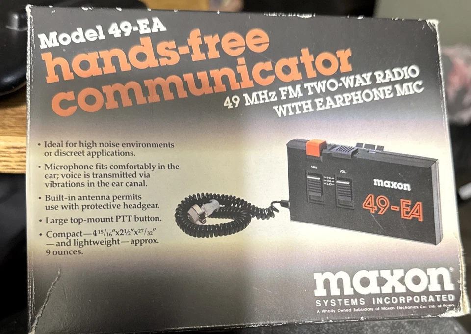 Maxon FM Two Way Radio Model 49-EA Hands Free Communicator Vintage 1987 New - Image 1 of 1