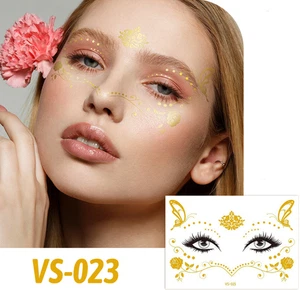 Women Metallic gold boho Face Fancy Moon Butterfly Temporary Tattoo Sticker Art - Picture 1 of 18