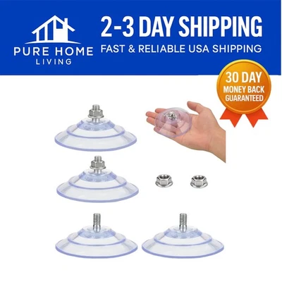 3.4" Transparent Suction Cups - Strong Adhesive 4-Pack for Versatile Use - Image 1 of 4