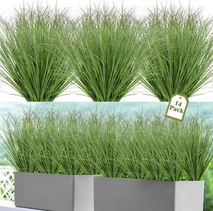 14 Bundles Artificial Plants Onion Grass Outdoor 20 Inch Tall Fake Green - Picture 1 of 7