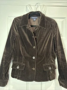 Jones New York Signature Cotton Blend Velvet Brown Blazer Jacket Size Medium - Bild 1 von 8