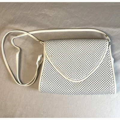 Whiting and Davis International Vtg Metal Mesh Leather Shoulder Bag Purse Cross - Image 1 of 4