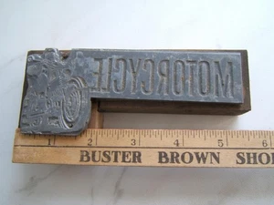 BLOQUE IMPRESIÓN TIPOGRÁFICA MOTO VINTAGE 5" LARGO - Imagen 1 de 7