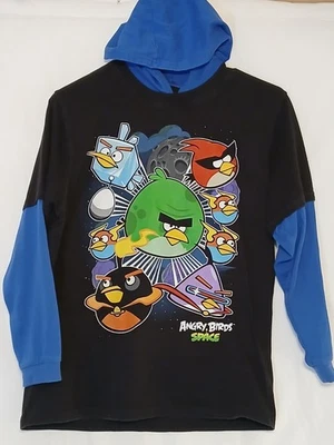 Angry Birds Space Long Sleeve Hooded Shirt Top Boys Size 14/16 — 第 1/4 张图片
