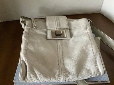 Tignanello Pebbled Leather Crossbody Purse Cream Color Organizer - Image 1 of 4