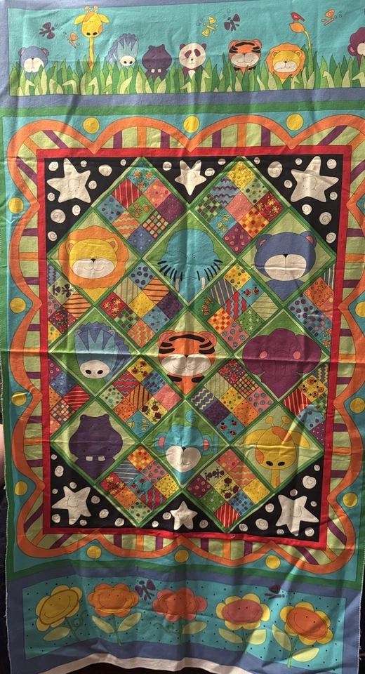 Zoo Parade de Kim Schaefer para telas Andover - Panel de algodón de 24” x 44” - Fuera de existencia Foto 1 de 2