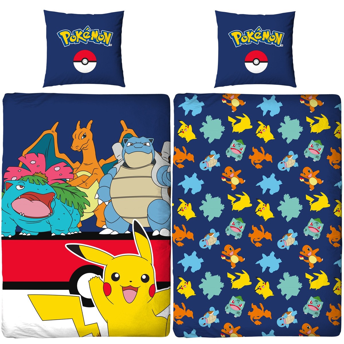 Pokemon Bettwäsche Set - 135x200cm + 80x80cm Mit Pikachu & Co.