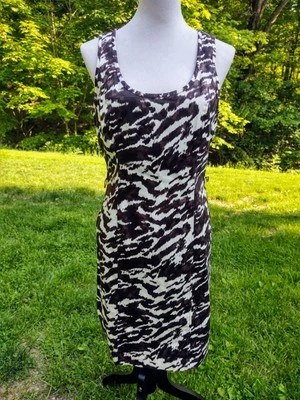 Vestido Vaina MICHAEL KORS Estampado Animal Sin Mangas Marrón y Marfil Para Mujer [Talla] 8 Foto 1 de 4