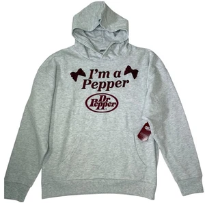 Dr Pepper Felpa con Cappuccio Donna Grigio Medio Oversize Pullover Nuova con etichette - Foto 1 di 6