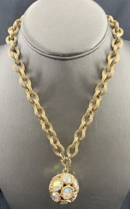 Sarah Coventry Necklace Dancing Magic AB Gold Tone Disco Ball 16" Vintage - Picture 1 of 7