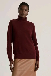 Quince Women's Mongolian Cashmere Turtleneck Sweater Burgundy Old Money Sz S - Picture 1 of 9