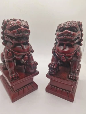 Pair of Vintage Chinese Foo Dogs, Turquoise Ceramic - Image 1 of 3