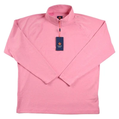 Pulôver masculino Donald Ross esporte 1/4 zíper XL rosa golfe elástico pescoço simulado $175 NOVO - Imagem 1 de 4
