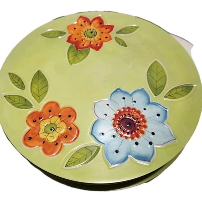 Laurie Gates Melamine 9" Plates Colorful Flowers Lime Green BBQ Set Of 6 - Image 1 of 4