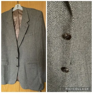 Abrigo Deportivo Chaqueta Espiga Gris Mezcla Cachemira Monsieur Givechy DE COLECCIÓN EE. UU. 44R - Imagen 1 de 21