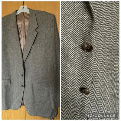 Abrigo Deportivo Chaqueta Espiga Gris Mezcla Cachemira Monsieur Givechy DE COLECCIÓN EE. UU. 44R Foto 1 de 4