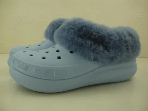 Men's 10 Women's sz 12 Crocs 208446 Furever Crush Faux Fur Lined Blue Clog Shoes - Picture 1 of 13