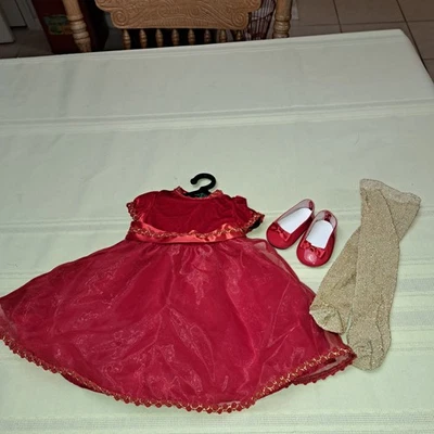 AMERICAN GIRL сегодня винтажный 1998 Berry красный праздник платье колготки туфли вешалка - Изображение 1 из 4