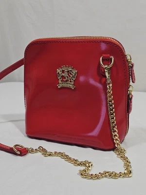Bolso Bandolera Pratesi Firenze Cuero Genuino Rojo Dorado Hardwear Italia Foto 1 de 4