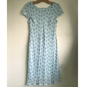 Blue Floral Bias cut slip Tea dress 14 Petite M&S St Michael Y2K - Picture 1 of 5
