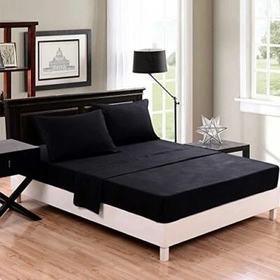 400 TC 100% EGYPTIAN COTTON ALL BEDDING ITEMS SELECT US SIZE COLOR BLACK SOLID - Image 1 of 3