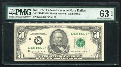 FR. 2119-K* 1977 $50 *STAR* FRN FEDERAL RESERVE NOTE DALLAS, TX PMG UNC-63EPQ - Image 1 of 2
