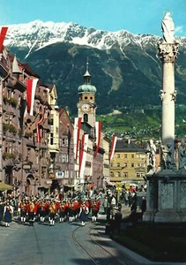 Postcard Mary Theresa Street With The Town Musical Band Innsbruck Austria - Imagen 1 de 2