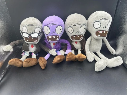 Set of 4 Plants vs Zombies Plush Toys Purple and 3 Normal Zombies 11" Cover
