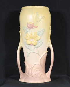 Hull Pottery Magnolia Vase Double Handled #20-15 Yellow No Crazing - Picture 1 of 6