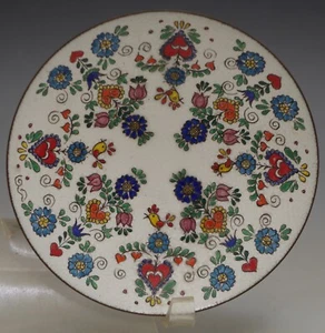 BRIMMER EMAIL AUSTRIA ENAMEL FOLK ART SMALL DISH PLATE 4" - Picture 1 of 4