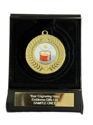 Parade Drum Award 50 mm Gold Kontur Medaille in Box (C) graviert kostenlos - Bild 1 von 4