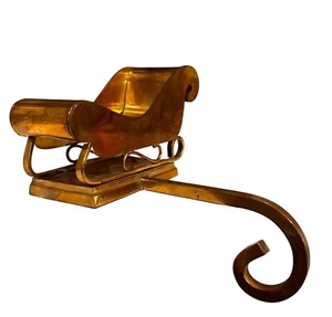 Vintage Messing Weihnachtsschlitten schwerer Strumpfhalter langer Arm Weihnachtsmantel 3D - Bild 1 von 5