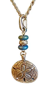 Sand Dollar Pewter Pendant W Heavy Duty 18” Chain W 4 In Pendant W Unique Clasp - Picture 1 of 7