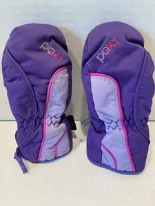 Kids Winter Ski Mittens Brand HEAD Zipper Fleece Liner Purple X-Small - Picture 1 of 9