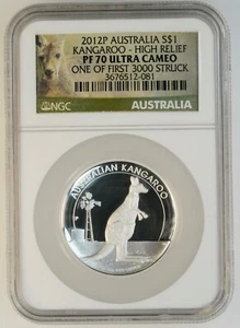 2012 P Australia 1 oz. Silver Coin Kangaroo Proof (High Relief) NGC PF70 Ultra - Picture 1 of 6