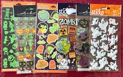 #894 - ONLY 1 & VERY RARE -HALLOWEEN STICKO PUFFY & FLAT STICKERS - GHOST WITCH - Image 1 of 4