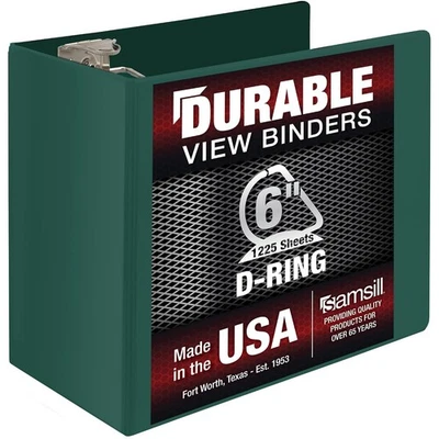 Fichário Samsill durável de 6 polegadas, feito nos EUA, anel D de bloqueio verde  - Imagem 1 de 4