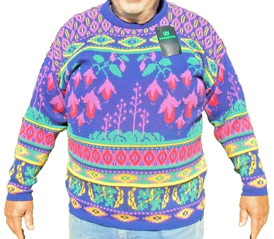EMERALD ISLE Men's Multi Color Crew Neck Pullover Sweater size XL Acrylic NEW - Image 1 of 4