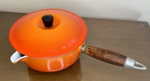 Vintage 50er-60er Le Creuset Flame Orange Emaille P20 Made in France Kochtopf mit Deckel - Bild 1 von 24