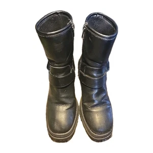 Black Leather Riding Boots Womens Size 9 Daphne Falls Creek - Picture 1 of 7