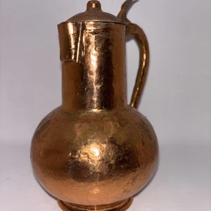 Vintage albanischer gehämmerter Kupferkrug mit Deckel - Bild 1 von 9
