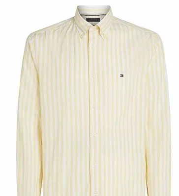 NWT Tommy Hilfiger Flex Poplin Stripe Long Sleeve Button Shirt Yellow/white XL - Image 1 of 4