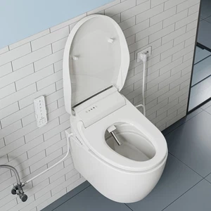 Hänge WC mit Dusch WC-Sitz,Wand WC mit Toilettendeckel Bidet Funktion mit Düsen - Bild 1 von 22