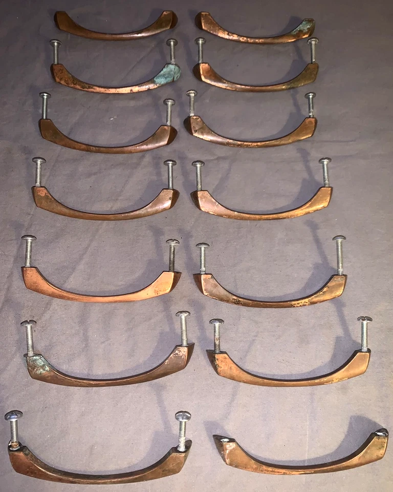 Great Set  14  Older Vintage  Copper  Drawer Pulls  4 1/2" wide - Image 1 of 3