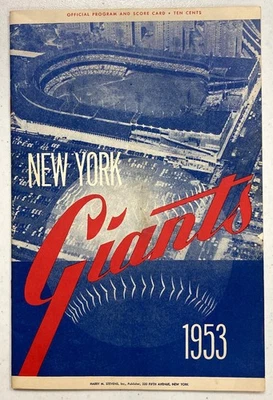Vintage 1953 New York Giants vs Philadelphia Phillies Program & Score Card - Image 1 of 4